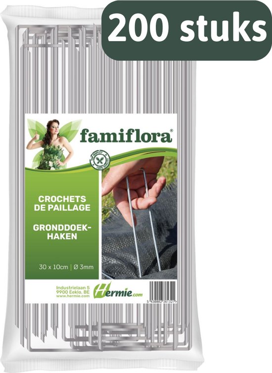 Famiflora gronddoekhaken 200 stuks - Gronddoekpennen - 30x10cm Ø3mm van Famiflora