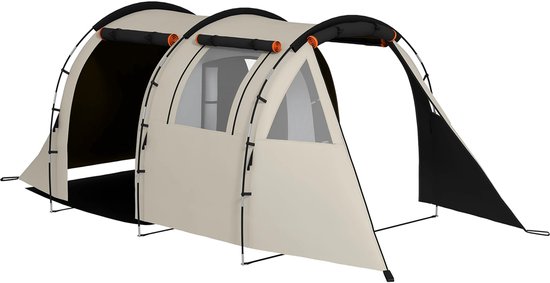 Familie Tent voor 4-5 Personen - 460x230x180 cm Donker Khaki - Waterdicht - 2 Kamers - 22 Haringen - Ideaal voor Kamperen van Bo-Camp