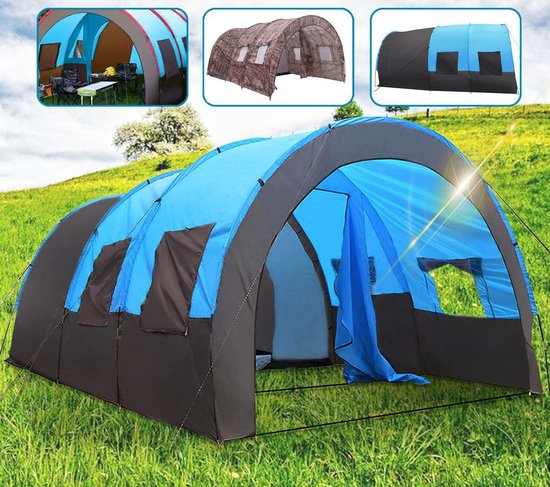 Familietent 10 Persoons - Grote Tent - 8 Persoons Tent - Tent 10 Personen - Grote Campingtent 8-10 Personen - Blauw van Merkloos