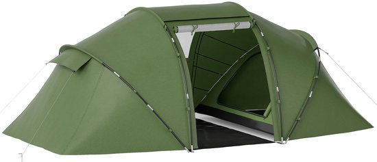 Familietent - 4-6 personen - Opvouwbare kampeertent - Met 2 slaapgedeeltes - Inclusief waterdichte opbergtas - Geschikt voor strand en wandelen - Afmetingen: 430x230x170 cm van Merkloos