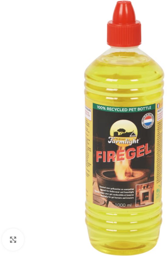 Farmlight Firegel 1000 ml – Vuur Gel voor Open Haard, Barbecue & Vuurkorf – Veilig en Geurarm lampolie gel