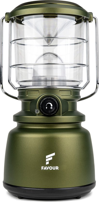 Favour - L0944 Retro - LED Lantaarn - Hoog vermogen 1300 Lumen - Vintage Design - Tuinlantaarn - Campinglamp - Stormlantaarn - Kleurtemperatuur instelbaar - warm wit tot koel wit - traploos dimbaar - incl. Kaarslichtstand - Groen van Favour