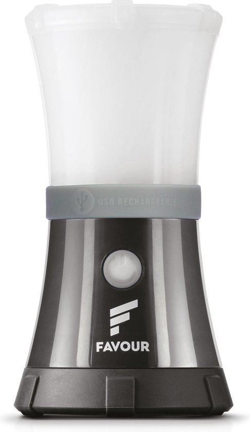 Favour LED camping lamp oplaadbaar L0717, 200 lumen, IPX7 waterdicht, drijvend, schokbestendig, draagbaar, geïntegreerde oplaadbare batterij van Favour