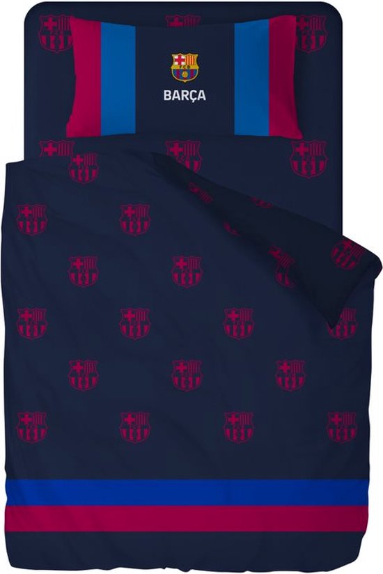 Fc Barcelona Dekbedovertrek logo's 240 x 220 cm (Kussensloop 45 x 175 cm) van Bullet Textiel