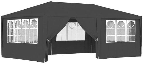 Feesttent – Partytent – Paviljoen – Tuinent – Tuintent – 4x6 meter – Waterdicht 90 g/m² PVC – Inclusief Zijwanden – Antraciet van Merkloos