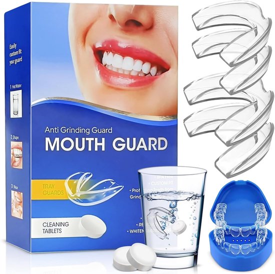 Ferula 4 Pieces Stool Bruxism Tooth Bruxism Night Mouth Guard for Sleeping in 2 Sizes Mouth Guard for Teeth Protection - ShopVlot