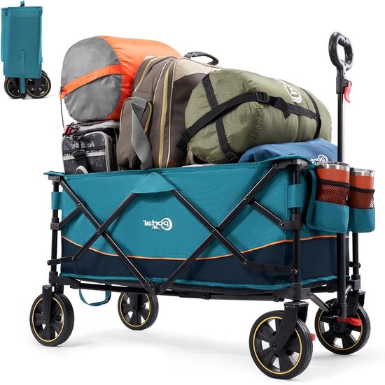 Festival Trolley op Wielen Camping Trolley Kar met Remmen - Heavy Duty Strand Wagon Pull along Opvouwbare Hand Truck Trailer Buggy voor Picknick Tuin Event Utility Pet 120KG van Merkloos