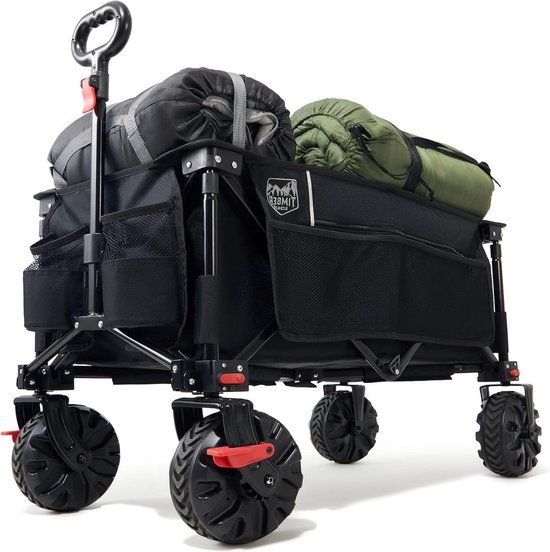 Festival Trolley - Opvouwbare Kar - Spullen Vervoeren - Met Remmen - 200L Capaciteit - Zwart