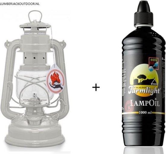 Feuerhand 276 Olielamp / Stormlamp / Stormlantaarn soft beige + 1 liter Lampolie van Feuerhand