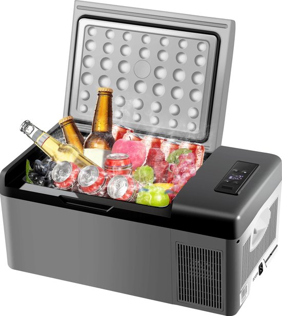 FIBILA 15L Draagbare Autokoelkast met Vriesvak – 12/24V – Elektrische Koelbox - Auto Koelkast - Voor Thuisgebruik, Auto, Camping, Reizen, RV, en Boot – Efficiënt Koelen en Vriezen, Maximaal tot -20°C - LCD Bedieningspaneel - Auto-accu Bescherming van FIBILA