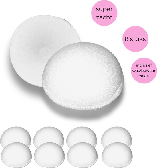 Fienosa Wasbare Zoogcompressen - Duurzame zoogcompressen - 8 Stuks - inclusief Was en Bewaar zakje - Heerlijk Zacht - Duurzaam Bamboe van Fienosa
