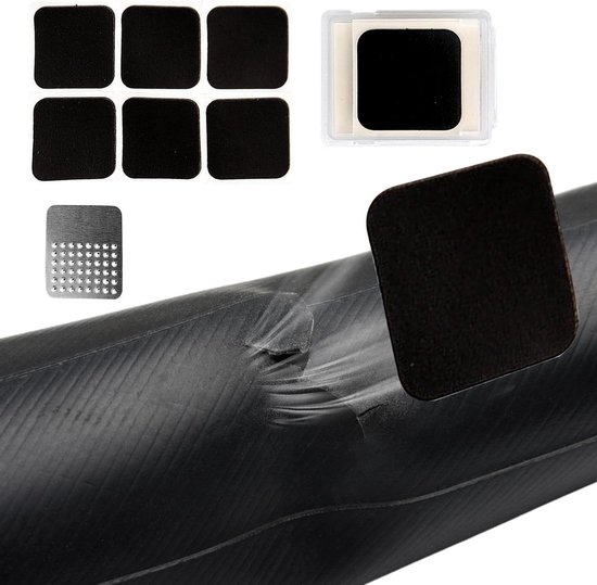 Fietsband Plakset - Bandenreparatie Kit - Onderweg Repareren - Sterke Lijm - 6 Stuks - Zwart