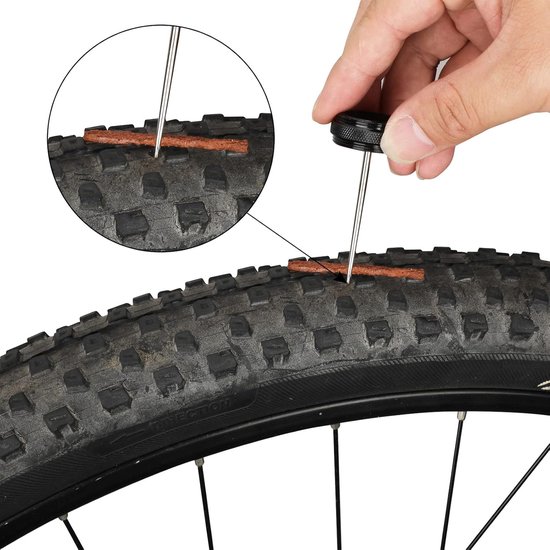 Fietsband Reparatie - Lekset Banden - Onderweg Repareren - Tubeless Banden - 10 Stukken - Zwart