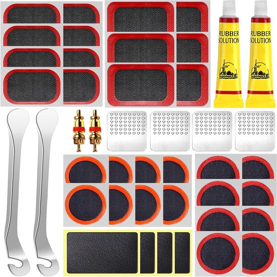Fietsband Reparatiekit - Bandenplak Set - Fietsbanden Repareren - 44 Delige Set - S - Zwart