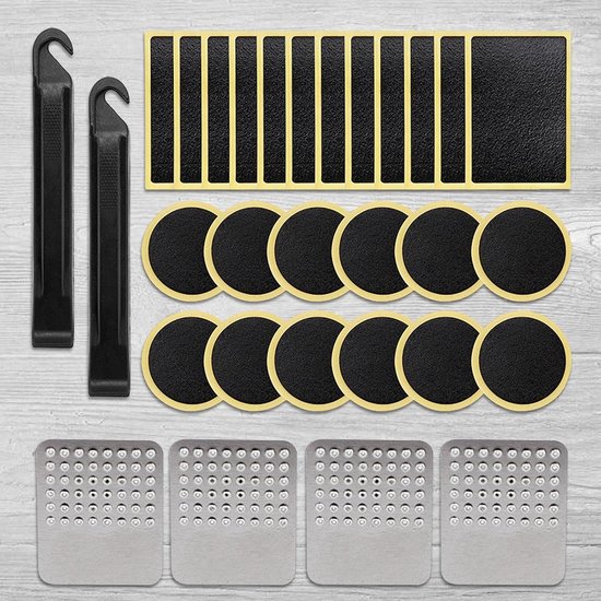 Fietsband Reparatiekit - Fietspatch Set - Band Puncties Herstellen - Zelfklevende Patches - 30 Delen - Zwart
