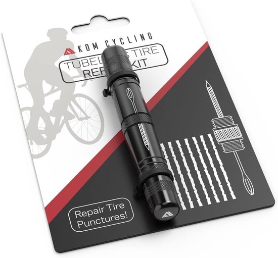 Fietsband Reparatiekit - Lekke Band Herstel - Tubeless Banden - Snelle Plakker - 5 Inch Lengte - Zwart van Merkloos