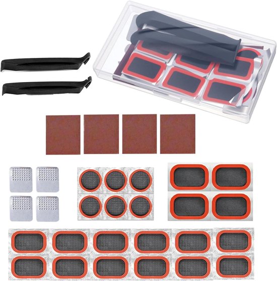 Fietsband Reparatiekit - Lekke Band Set - Onderweg Repareren - Compleet met Bandenlichters - Compacte Koffer - Niet gespecificeerd