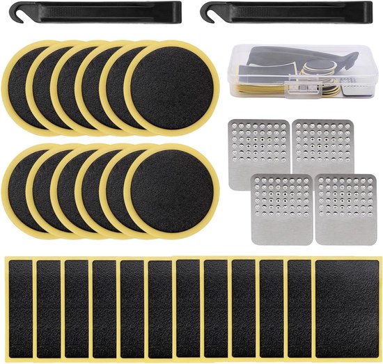 Fietsband reparatieset - Band plakset - Onderweg repareren - Zelfklevende patches - Compact formaat - Zwart van Merkloos