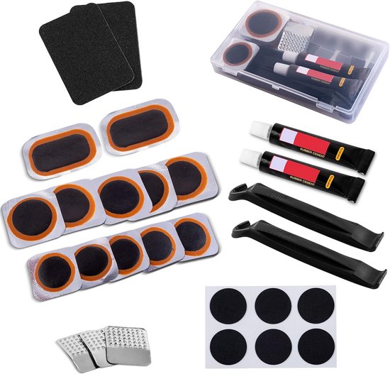 Fietsband reparatieset - Bandenplakset - Snelle bandenreparatie - Inclusief 12 patches - Compacte doos - Zwart