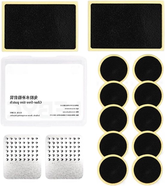Fietsband Reparatieset - Lekke Band Kit - Banden Repareren - Quick Patch Technologie - 4x Rond 1x Vierkant - Zwart