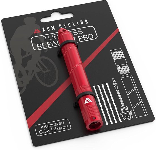 Fietsbanden reparatie-kit - Tubeless reparatieset - Lekke banden repareren - Alles in één tool - 30 gram - Rood van Merkloos