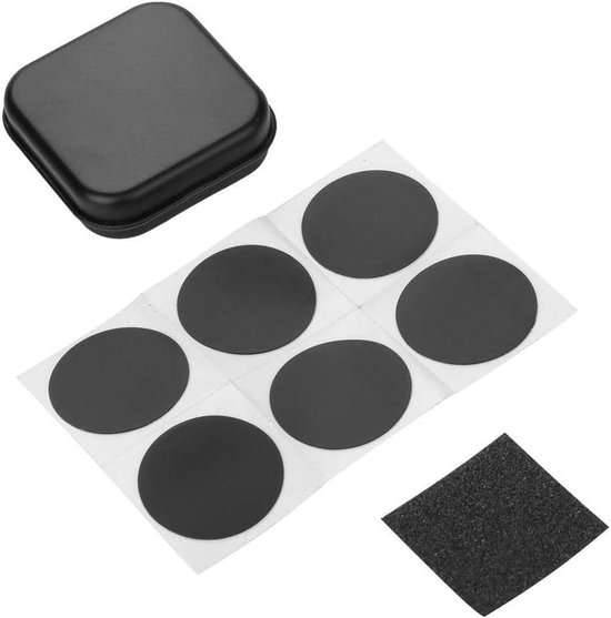Fietsbandpatchkit - Bandenplakker Set - Fietsband Repareren - Zelfklevend Zonder Lijm - 6 Pleisters - Zwart