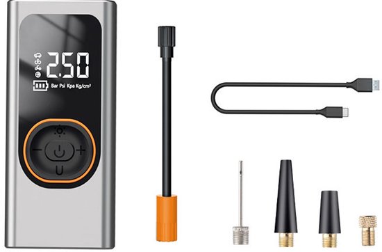 Fietspomp - fietspomp elektrisch - fietspompen - Draagbare luchtcompressor - 150 PSI draadloze elektrische mini-autocompressor - met 4000 mAh powerbank - digitaal LCD- en LED-scherm - voor fietsen, motorfietsen, scooters en ballen van Merkloos
