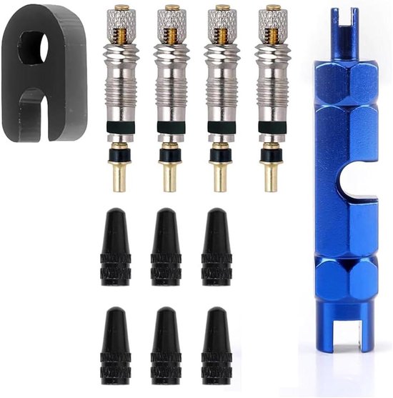 Fietsventiel Reparatie Set - Ventielinzetstukken Kit - Fietsbanden Repareren - Universele Pasvorm - 11 x 83 x 12 cm - Zilver van Merkloos