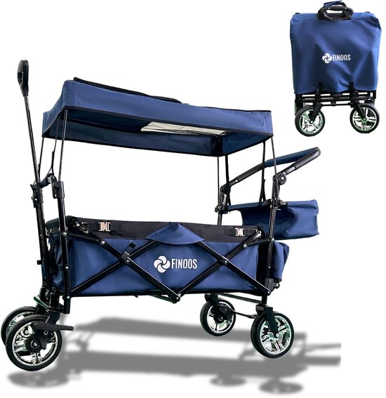 FINOOS Bolderkar / Bolderwagen opvouwbaar 5016 met dakje, opbergtas en vele extra's Donkerblauw van FINOOS