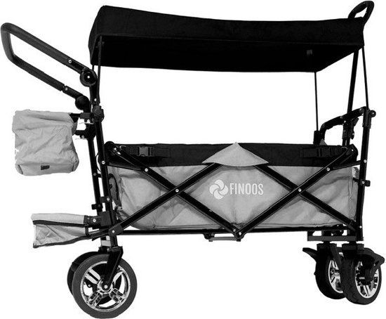 FINOOS Bolderkar / Bolderwagen opvouwbaar 5016 met dakje, opbergtas en vele extra's Grijs van FINOOS