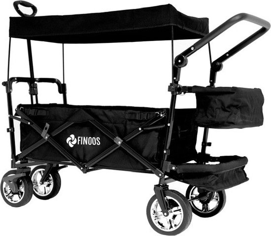 FINOOS Bolderkar / Bolderwagen opvouwbaar 5016 met dakje, opbergtas en vele extra's Zwart van FINOOS