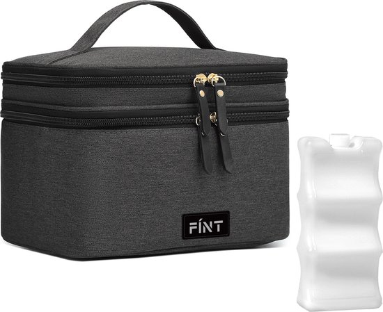 FÍNT® Luxe Koeltas met Koelelement - Voor Onderweg - Kolftas - Moedermelk tot 12 uur Koel - Koeltassen Moedermelk - voor Borstkolf - Zwart van FÍNT