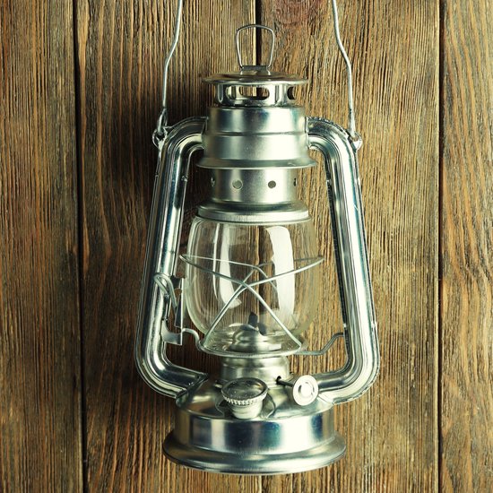 Firestorm - Stormlantaarn - Stormlamp - Stormlantaarn olielamp - Petroleumlamp - Grijs/Zilver van Merkloos