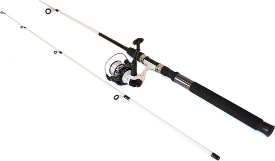FISH-XPRO Spin Pro - 2.10m - Spinset - Spinhengelset - Werphengel - Met Molen - incl. Kunstaas - Wit van Fish-Xpro