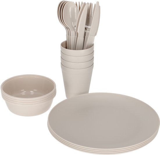 FITZ Living Picknickset 24-delig voor 4 personen – Compleet Servies en Bestek voor Picknick, Camping en Strand