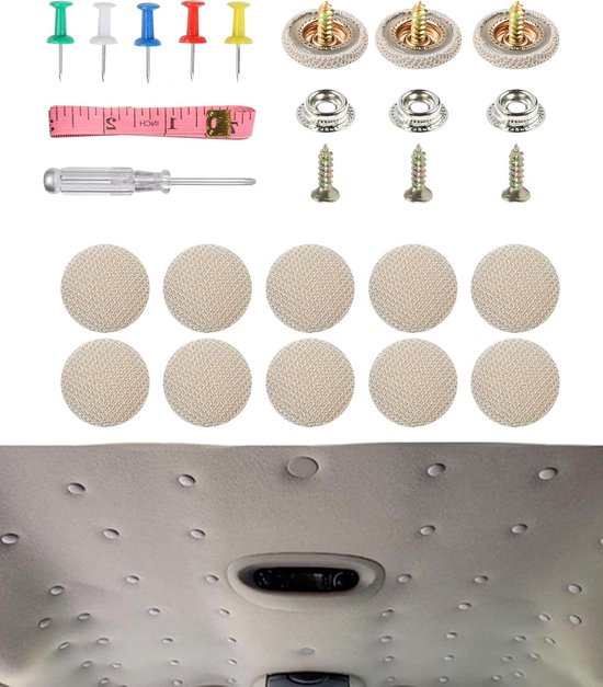 Flaconi 65-delige reparatieset voor hemel, auto, hemel, autohemel, auto, reparatie, klinknagels voor autodak, hemel (beige)