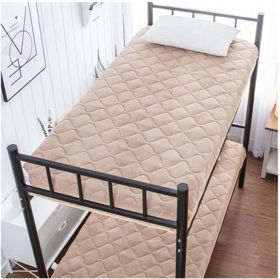 Flanel Futon Matras - Opvouwbare Matras Student - Comfortabel Slapen - Huidvriendelijke Flanel Stof - 90x190cm - Khaki