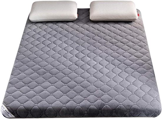 Flanellen Futon Matras - Vloerbedekking Pad - Comfortabel Slapen - Ademend Materiaal - 150x190cm - Grijs