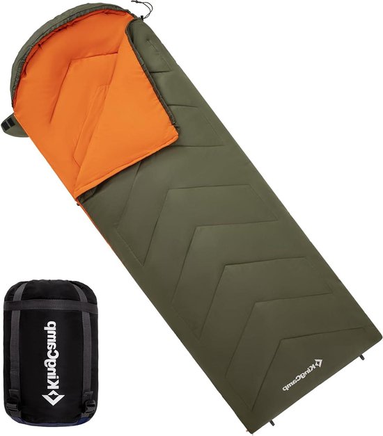 Flanellen slaapzak voor volwassenen - 3 seizoenen - warm en koel weer - lichtgewicht - waterdicht - binnen en buiten gebruik - wandelen - backpacken - KingCamp Sleeping Bag van KingCamp