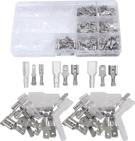 Flat Plug Sleeve Set voor Kabelverbindingen, Geïsoleerde Connectoren met Beschermhoes (2.8mm, 4.8mm, 6.3mm) - Perfect voor Elektrische Projecten en Doe-Het-Zelf Klussen van Merkloos