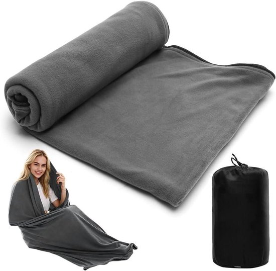 Fleece Deken met Slaapzak Functie - Outdoor Deken Reisdeken - Kamperen en Reizen - Anti-pilling Polar Fleece - 180x82 cm