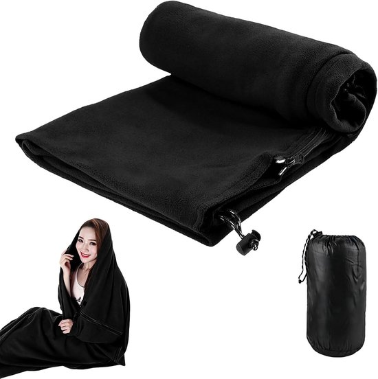 Fleece Slaapzak 180 x 82 cm voor Lente en Zomer, 2-Way Zip, Koppelbaar met Dubbele Slaapzak, Zacht en Wasbaar, Ideaal voor Kamperen en Buitenactiviteiten