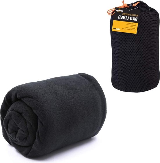 Fleece slaapzak binnenvoering comfort warmte compact draagbaar onderhoudsvriendelijk zwart 220 x 85 cm L 220 x B 85 cm van Go Travel
