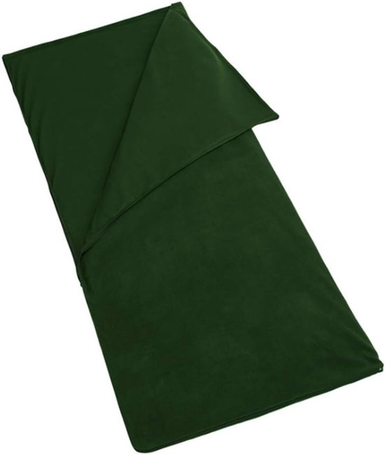 Fleece Slaapzak - Reis Laken - Kamperen en Reizen - Dubbele Rits - 1 Persoon - Groen