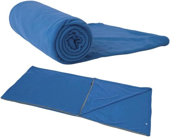 Fleece Slaapzak - Reisvoering Dekbed - Kamperen en Reizen - Ultra Lichtgewicht - Compact Opvouwbaar - Blauw
