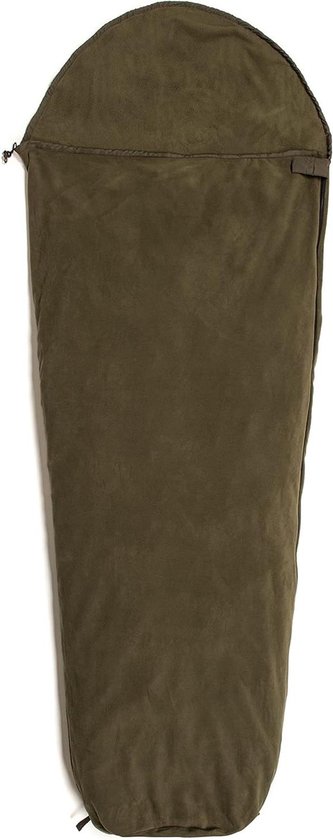 Fleece Slaapzak - Slaapzak Liner - Kamperen en Wandelen - Lichtgewicht en Compact - 210 cm Lengte - Olijfgroen