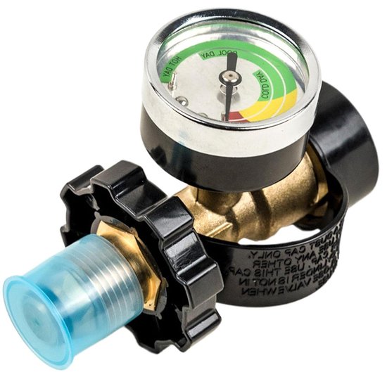 Flesadapter met Manometer - Propaan Indicator - Barbecue Accessoire - Soepele Verbinding - 13 cm - Zwart