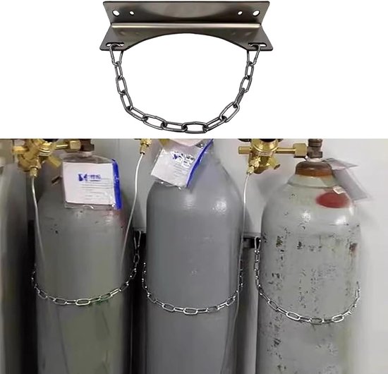 Fleshouder - Wandmontage houder - Veilige opslag gas - Gebogen groefontwerp - Enkele fles - Zwart