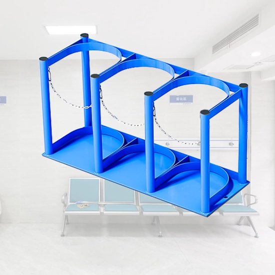 Flessenhouder - Opberghouder Gasflessen - Veilige Opslag - Verstelbare Beschermketting - 100 cm Hoog - Blauw
