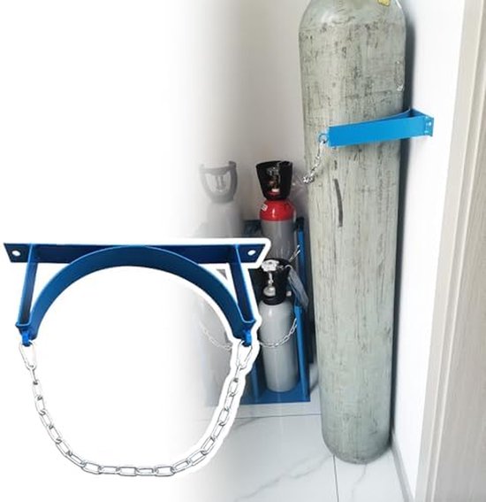 Flessenhouder - Wandhouder Cilinder - Veilige Opslag - Stevig Staal - Voor 1 Fles - Blauw